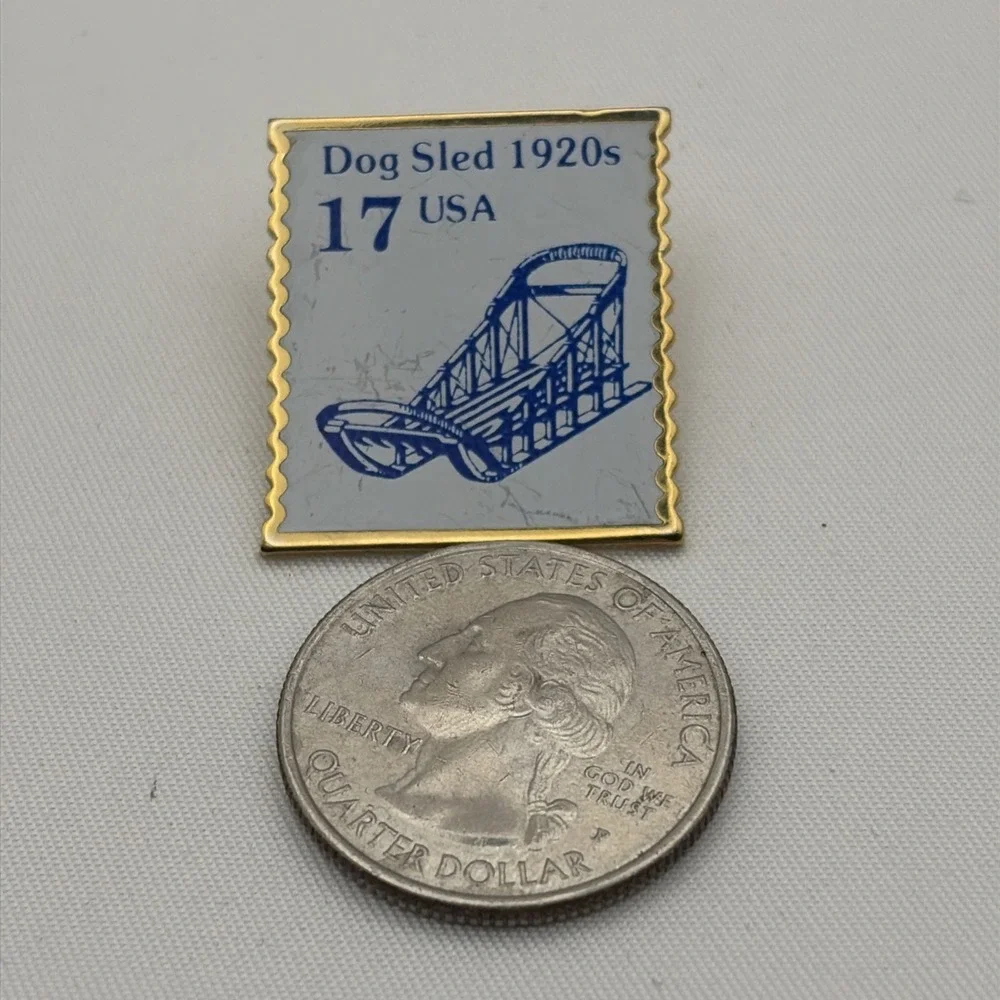 USPS United States Postal Service Stamp Dog Sled 1920s Lapel‎ Hat Pin